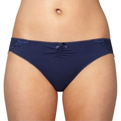 Navy lace back microfibre brazilian briefs